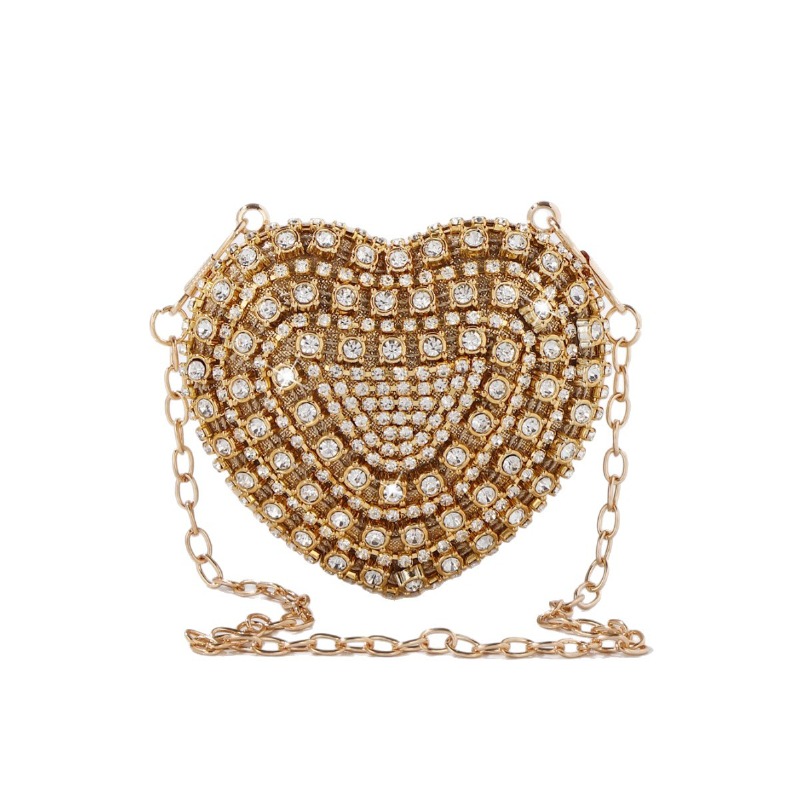 Women Bags Luxury - Mini Heart-shaped Diamond Setting Evening Bag