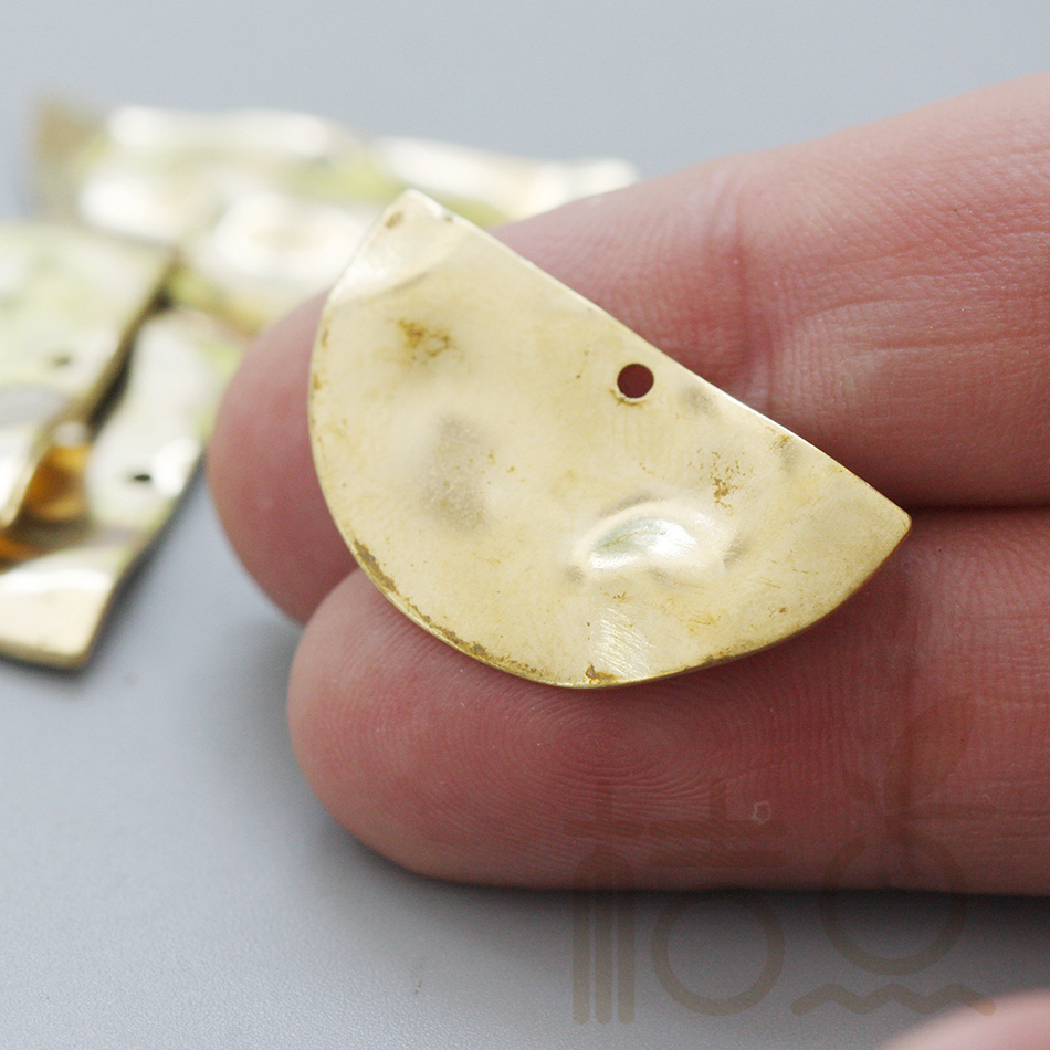 Half Moon Crescent - DIY Supply-Solid Brass Finding Waved Half