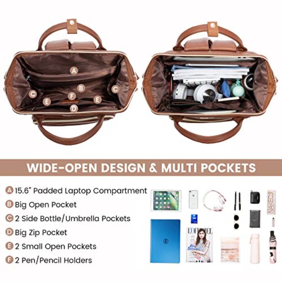 Leather Laptop Backpack for Wo - Women'S Bags For Work 评论和价格