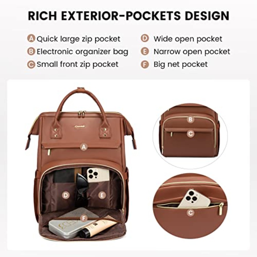 Leather Laptop Backpack for Wo - Women'S Bags For Work 评论和价格