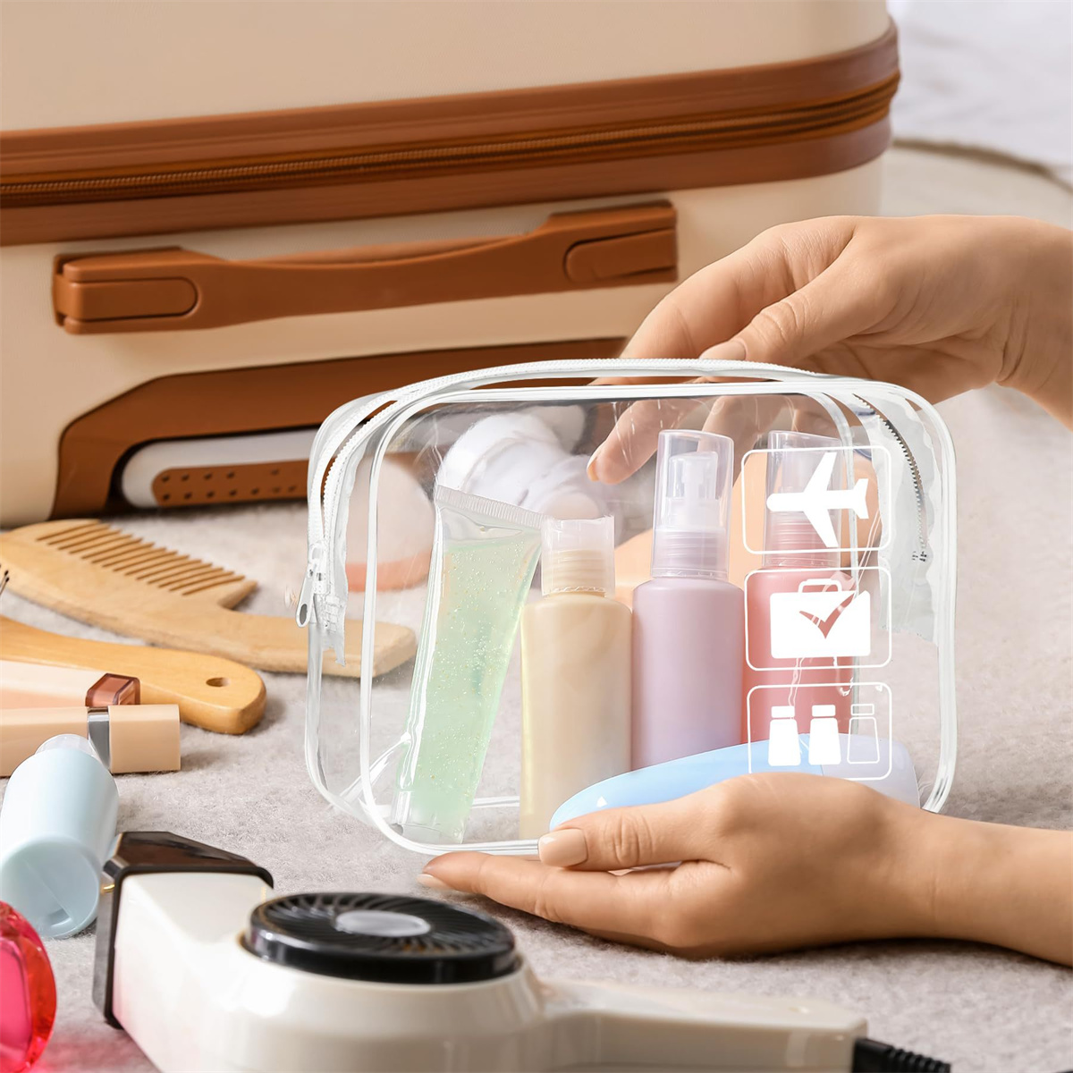 1 transparent toiletry bag, ca - Women Bags For Airport 评论和价格