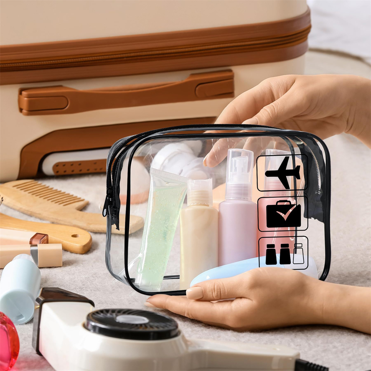 1 transparent toiletry bag, ca - Women Bags For Airport 评论和价格