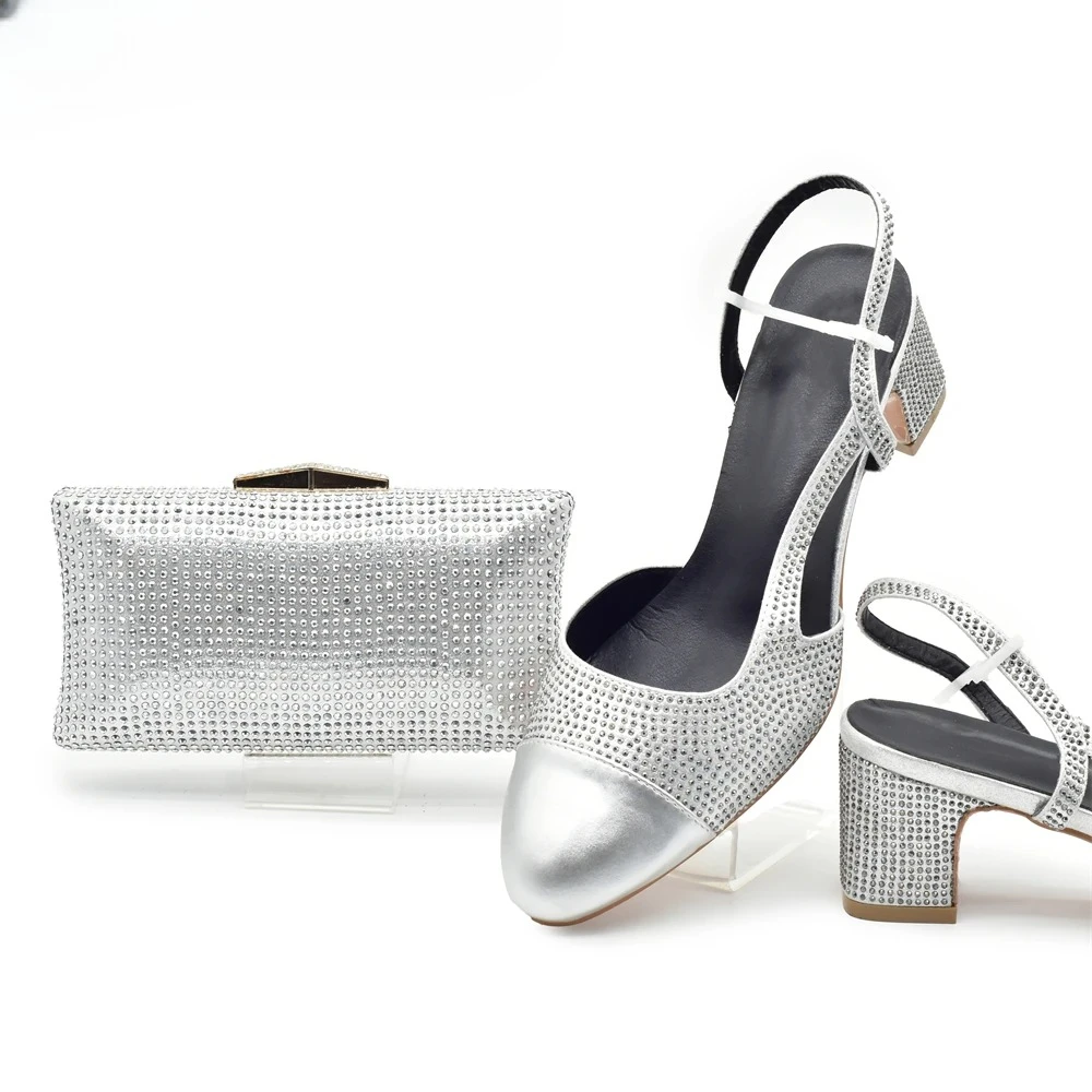 Silver Shoe and Bag Set for Pa - Women Bags And Shoes 评论和价格