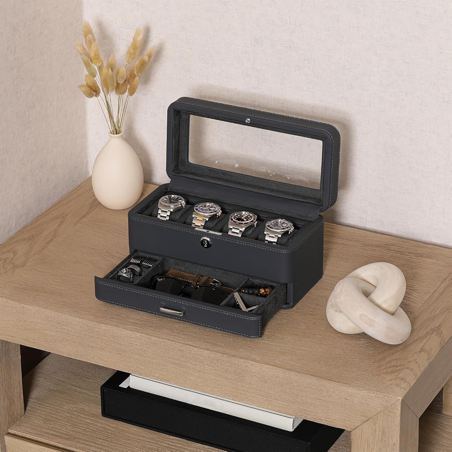 Luxury 4-Slot Watch Box with V - Women Bags Luxury 评论和价格