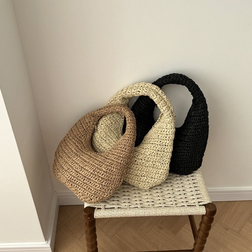 Casual Large Capacity Straw Ba - Half Moon Crescent 评论和价格