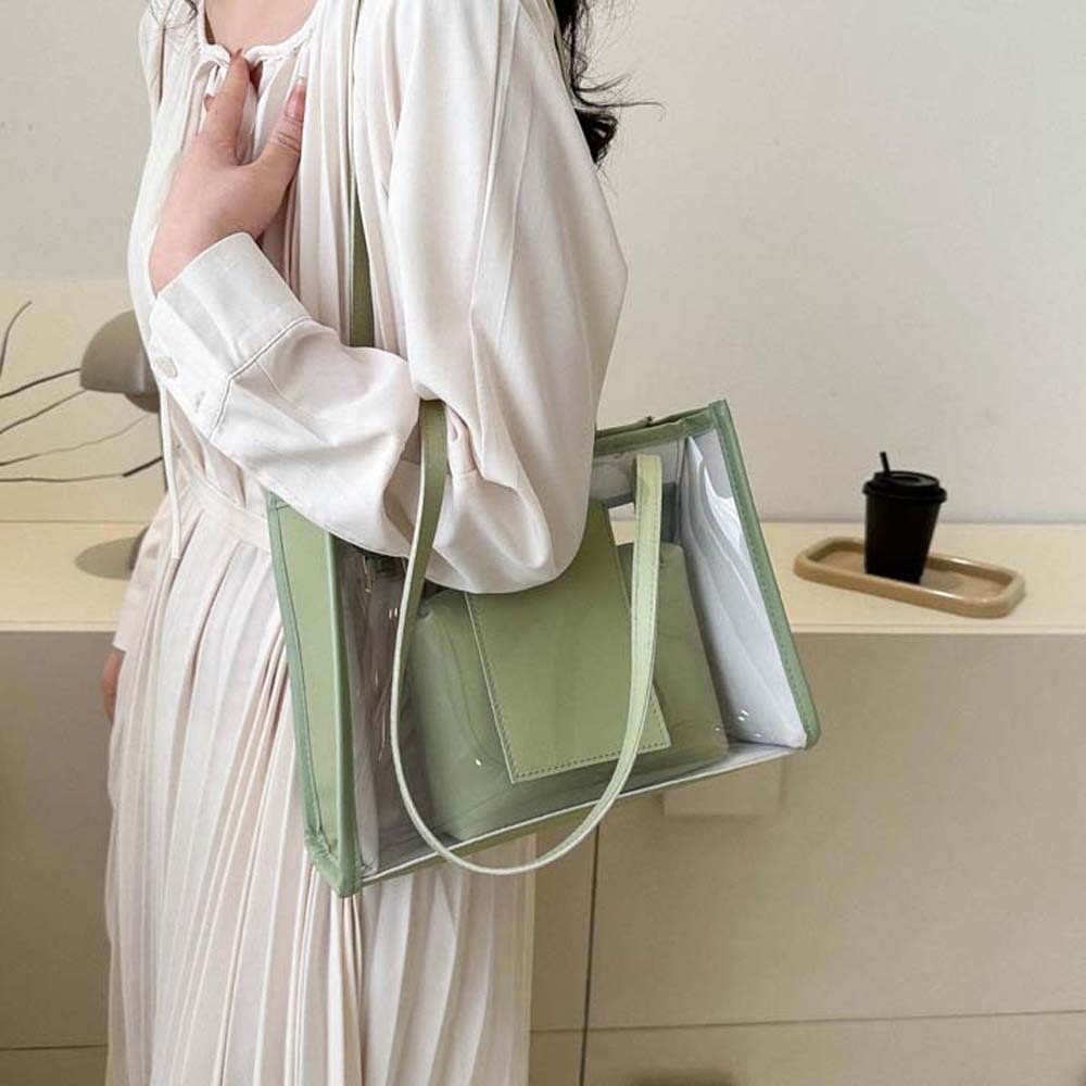 2pcs/set Elegant Transparent J - Jelly Bag Clear Pvc 评论和价格